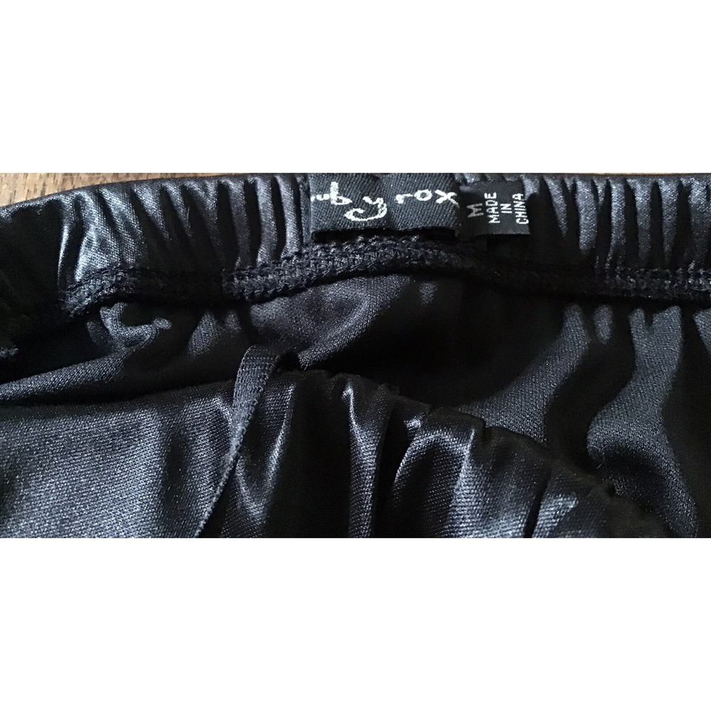 RUBY ROX M Black Satin Dress Bubble Hem Spaghetti Strap Glam Quiet Luxe Feminine - Picture 8 of 11